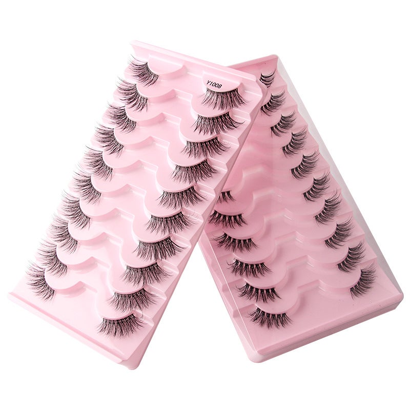 Wholesale Cross-Border European, Middle Eastern 10-Pair Faux Mink Curling Dense Half-Eye False Eyelashes - Image 1