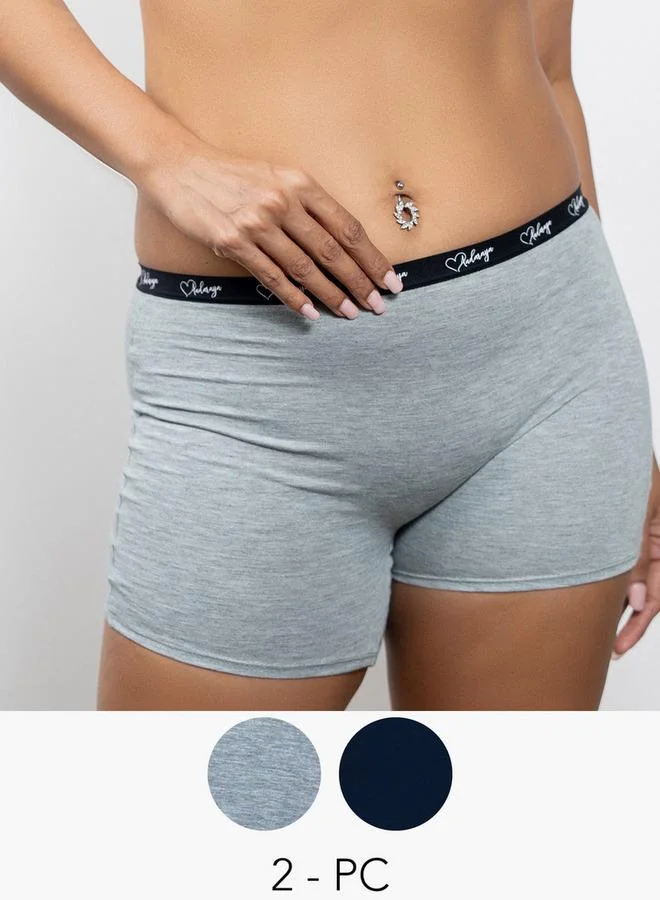 Aadaraya Set of 2 - Aadaraya Solid Shaping Shorts with Elasticated Waistband