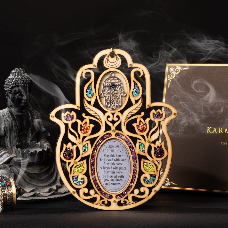 KARMA AND LUCK الكرمة ونمو الحظ في النعمة - شجرة الحياة: ارفع مساحتك مع لوحة نعمة الجدار متعددة الحجر (7.5 "" × 6 "") مصنوعة يدويًا في الأرض المقدسة (10 "" × 8 "" - Image 2