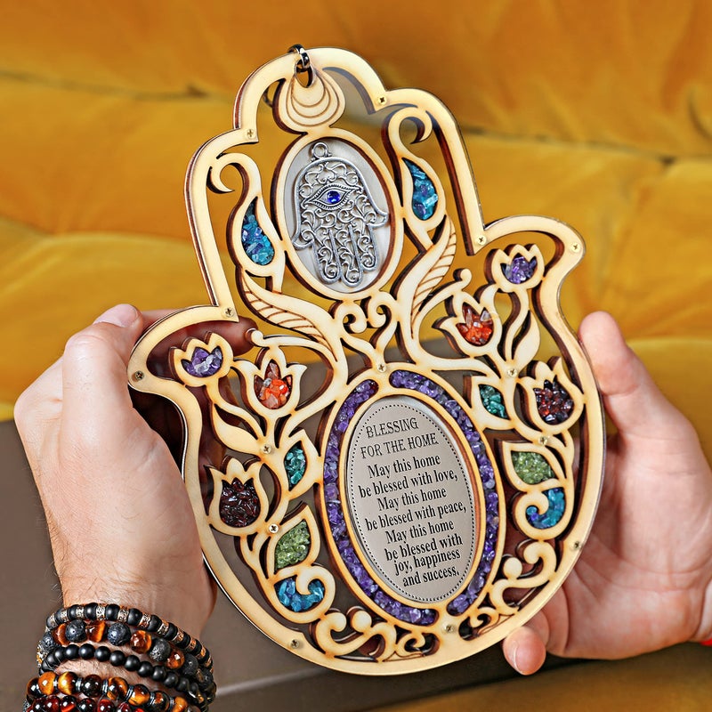 KARMA AND LUCK الكرمة ونمو الحظ في النعمة - شجرة الحياة: ارفع مساحتك مع لوحة نعمة الجدار متعددة الحجر (7.5 "" × 6 "") مصنوعة يدويًا في الأرض المقدسة (10 "" × 8 "" - Image 3
