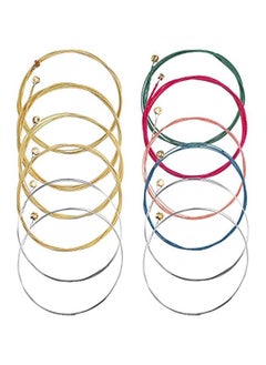 2 Sets of 6 Guitar Strings Replacement Steel String for Acoustic Guitar (Yellow and Multicolor)