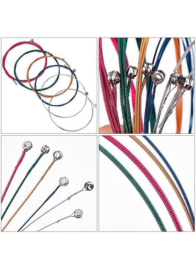 Generic - 2 Sets of 6 Guitar Strings Replacement Steel String for Acoustic Guitar (Yellow and Multicolor) - Image 1