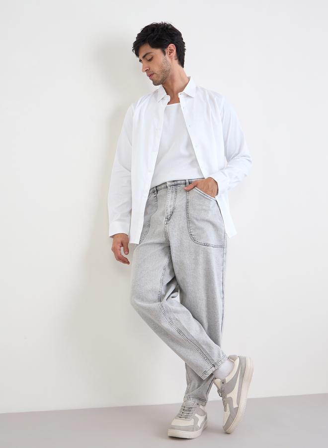 Styli Solid Cotton Lycra Slim Fit Shirt - Image 2