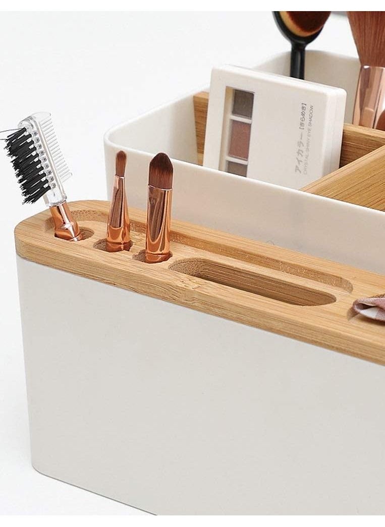 AMERTEER - 9-Compartment Multi-Function Desk Organizer Stationery and Makeup Storage Box - Image 1