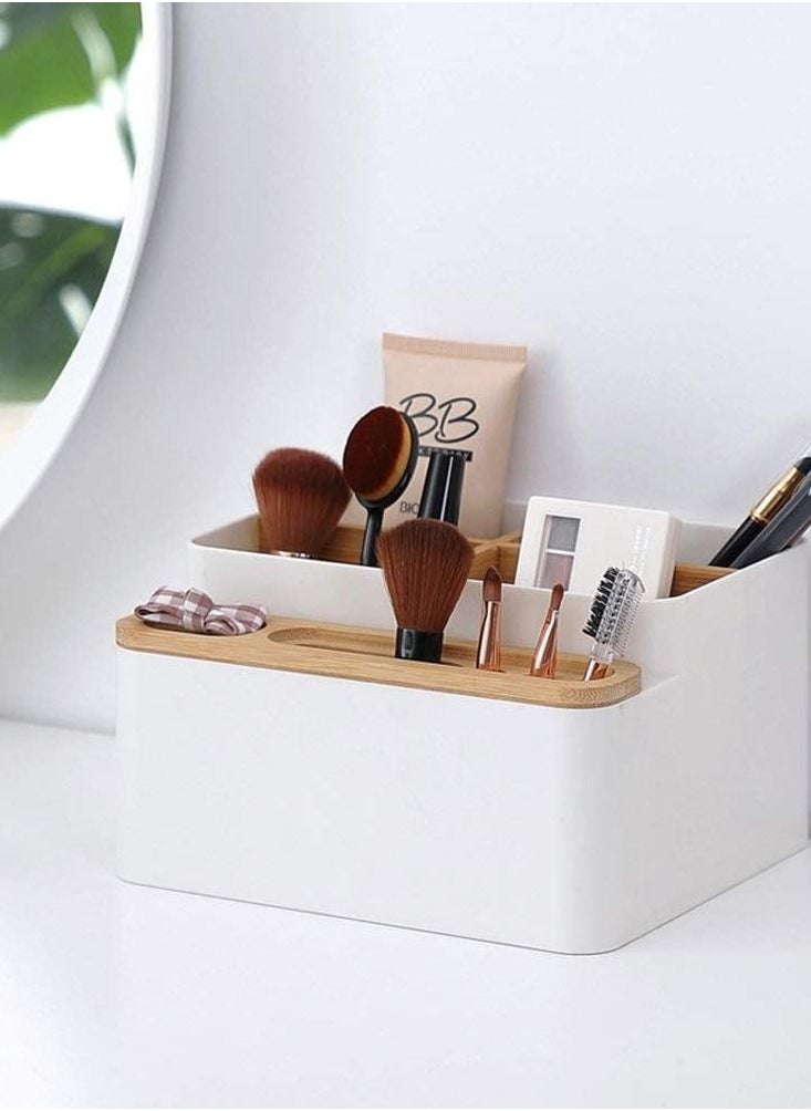 AMERTEER - 9-Compartment Multi-Function Desk Organizer Stationery and Makeup Storage Box - Image 1