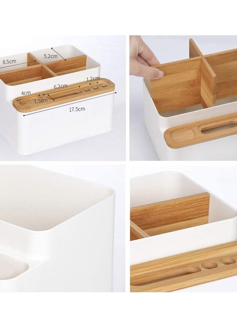 AMERTEER - 9-Compartment Multi-Function Desk Organizer Stationery and Makeup Storage Box - Image 1