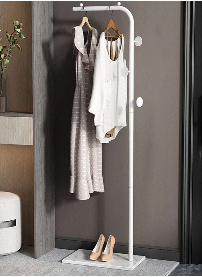 Jorunb Metal Coat Rack Freestanding, Coat Stand With 3 Hooks,Black Clothing Rack with Natural Marble Base, Modern Clothes Rack for Entryway, Living Room,Bedroom, Office (White)  - Image 1