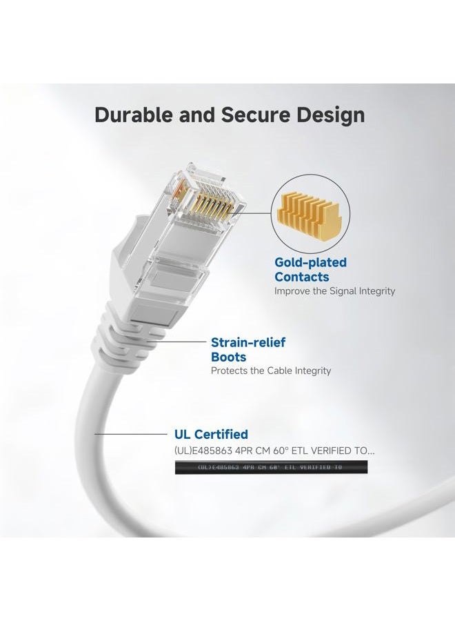 Cable Matters كابل إيثرنت قصير Cat 6 بدون عوائق بسرعة 10Gbps بطول 6 أقدام (كابل Cat 6، كابل Cat6، كابل إنترنت، كابل شبكة) باللون الأبيض - Image 4