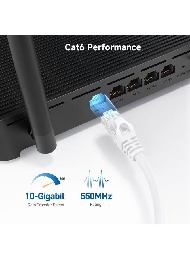 Cable Matters كابل إيثرنت قصير Cat 6 بدون عوائق بسرعة 10Gbps بطول 6 أقدام (كابل Cat 6، كابل Cat6، كابل إنترنت، كابل شبكة) باللون الأبيض - Image 3