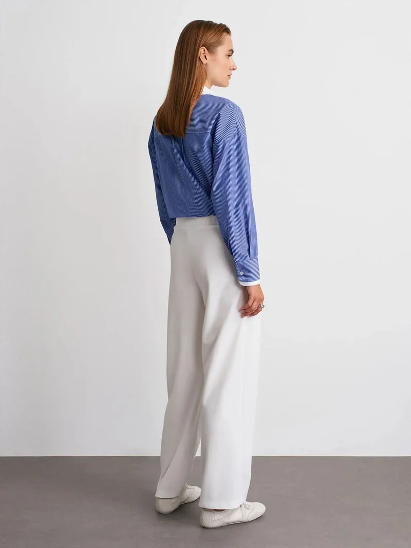 Dilvin DILVIN High-Waist Wide-Leg Crepe Trousers