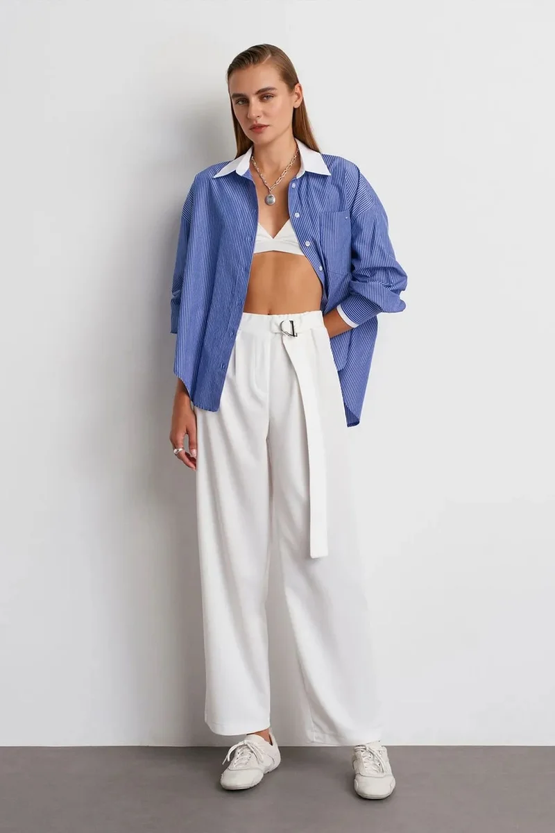 DILVIN High-Waist Wide-Leg Crepe Trousers