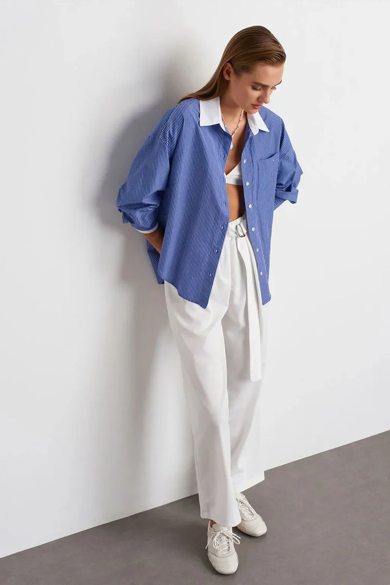 Dilvin White DILVIN High-Waist Wide-Leg Crepe Trousers for Women | Best Price UAE