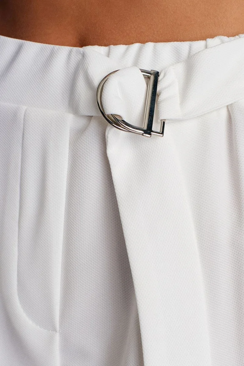 Dilvin White DILVIN High-Waist Wide-Leg Crepe Trousers for Women | Best Price UAE