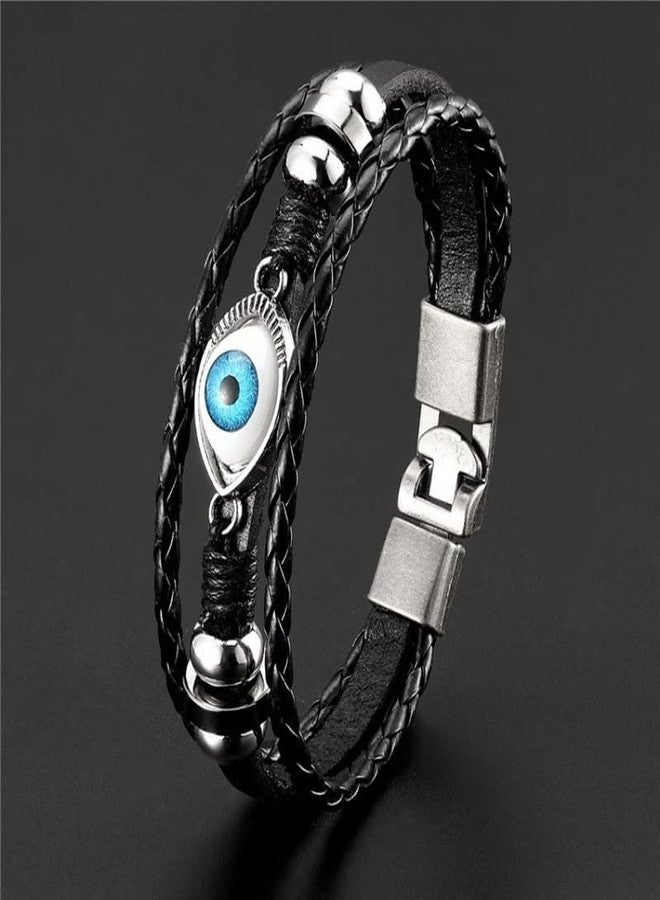 VIEN Multi-layers Evil -Eye Design Leather Bracelet For Men Personality Jewelry Accessories Birthday Gift - Image 4