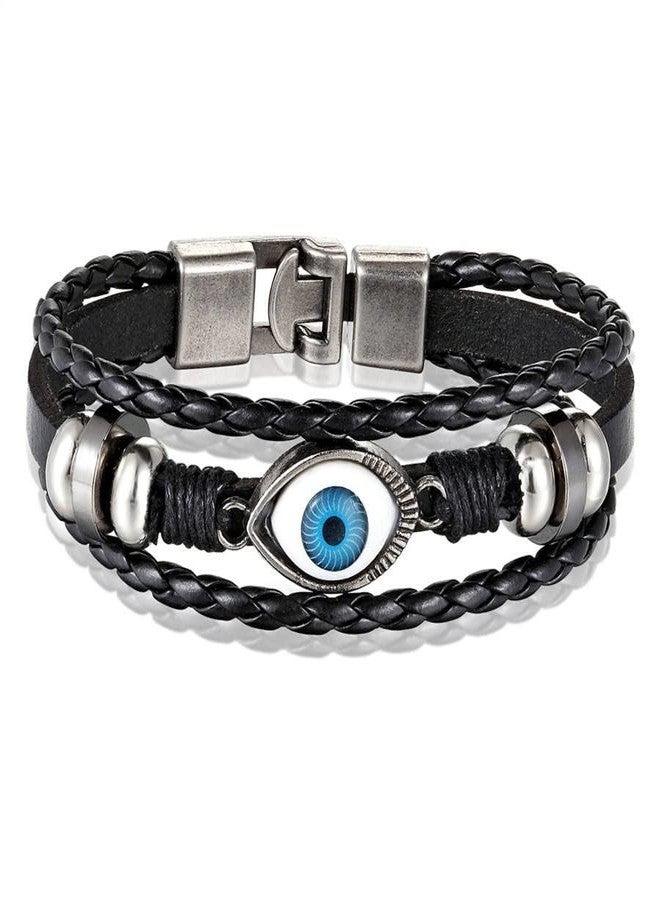 VIEN Multi-layers Evil -Eye Design Leather Bracelet For Men Personality Jewelry Accessories Birthday Gift - Image 1