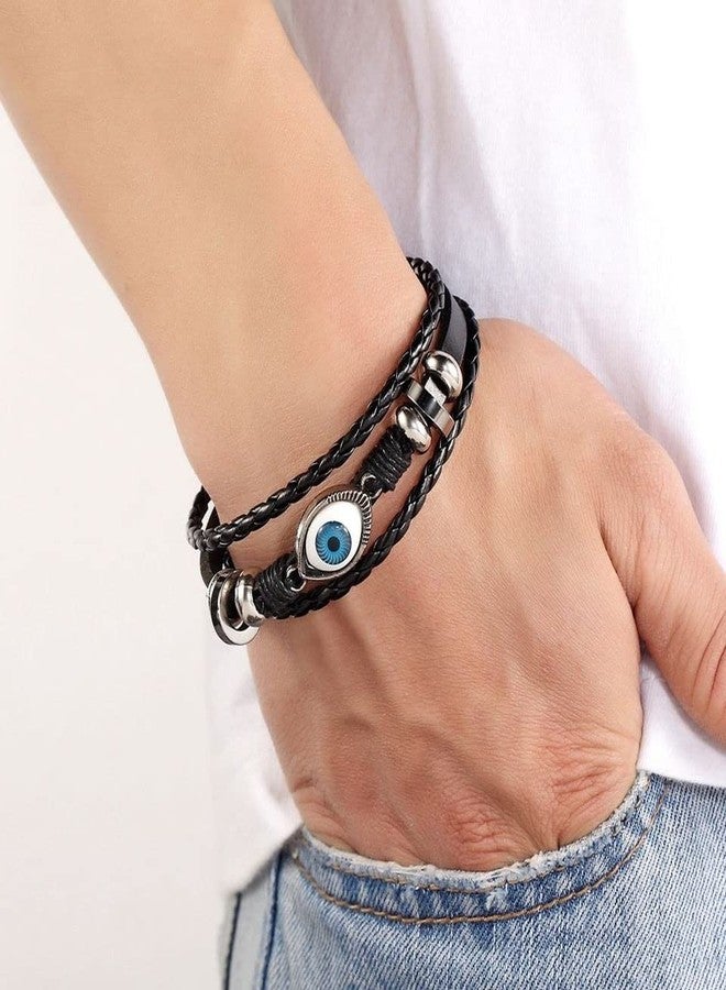 VIEN Multi-layers Evil -Eye Design Leather Bracelet For Men Personality Jewelry Accessories Birthday Gift - Image 2