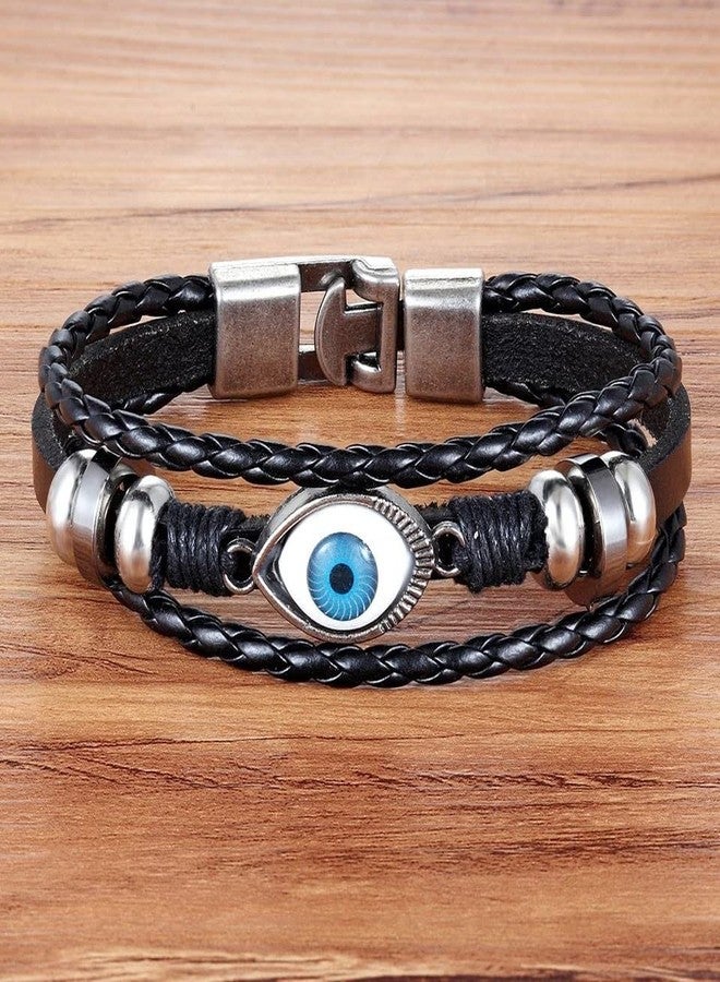 VIEN Multi-layers Evil -Eye Design Leather Bracelet For Men Personality Jewelry Accessories Birthday Gift - Image 3