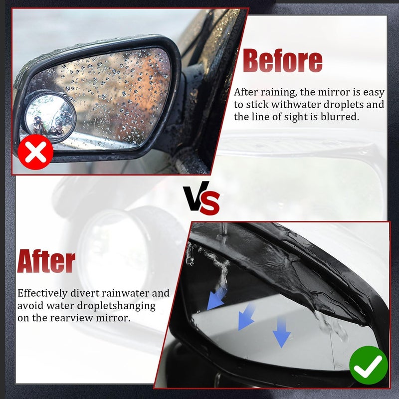 Pincuttee 2PC Side Mirror Visor Rain Guards,Car Rear View Mirror Rain Cover,Silicone Rain Shield,Mirror Cover Rubber Visor Guard(Solid-Black,2Pack) Fine detail - Image 3