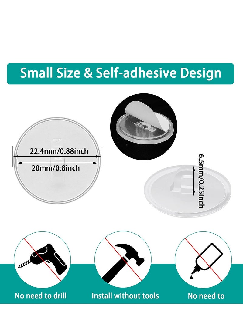 SYOSI 50 Pcs Self Adhesive Ceiling Hooks, Heavy Duty Wall Hooks Clear Small Plastic Hooks No Drilling Transparent Round Sticky Hooks for Livingroom Hanging Suspended Decoration (20mm) - Image 4