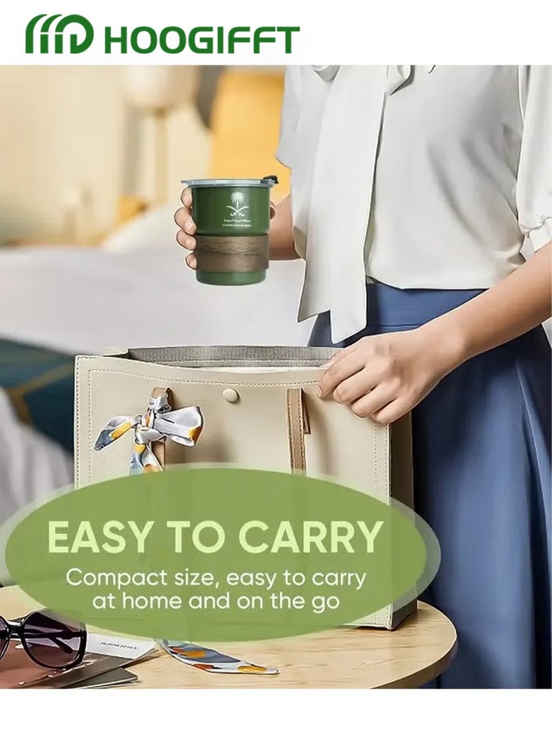 HOOGIFFT 304 Stainless Steel Cold Drink Mug - Saudi Logo Design, Portable Coffee Mug for Hot and Cold Drinks, Includes Straw and Heat Resistant Lid for Home and Outdoor Camping (Army Green, 300ml) - Image 5