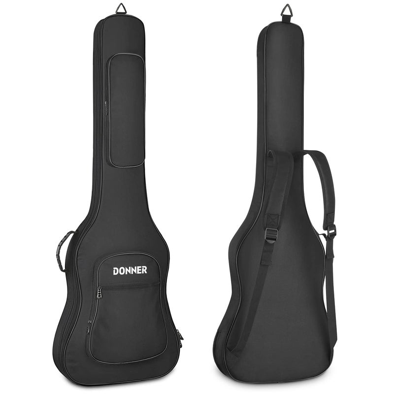Donner 47 Inch Bass Guitar Case 04 Inch Thick Padding Sponge 600D Ripstop Waterproof Nylon Soft Electric Bass Guitar Gig Bag with 3 Pockets and Back Hanger Loop Black