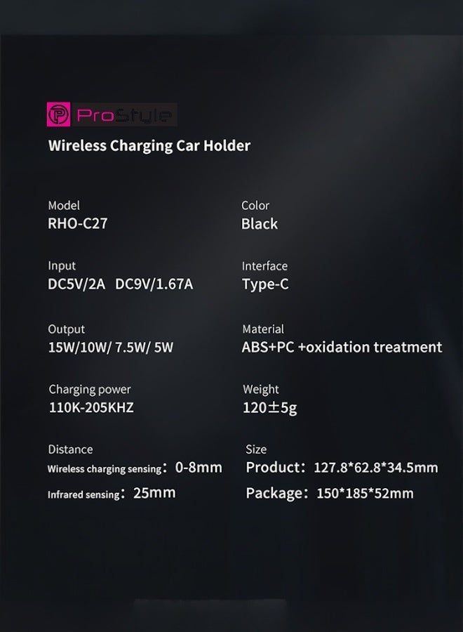 Prostyle 15W Wireless Car Charger Automatic Phone Holder for Air Vent Car Mount Fast Charging Mobile Holder Compatible with iPhone 16 15 14 13 12 Samsung Galaxy S24 S23 Xiaomi and Other Smartphones - Image 2