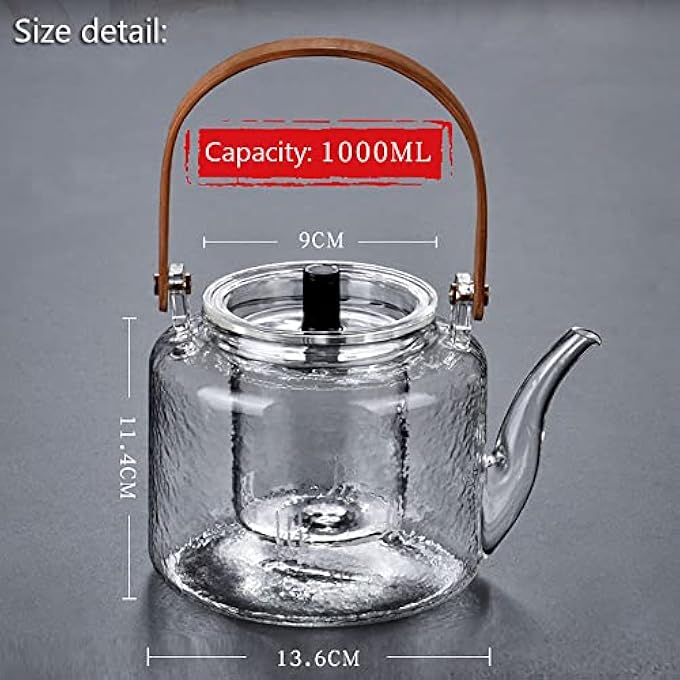 Mumoo Bear Glass Teapot Heat Resistant Borosilicate Glass Tea Pot Large Capacity Tea Kettle With Removable Strainer For Home Office Blooming  Loose Leaf Teapots Stovetop  Microwave Safe Transparent - Image 3