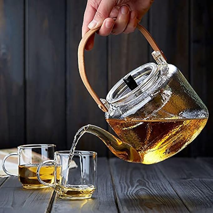 Mumoo Bear Glass Teapot Heat Resistant Borosilicate Glass Tea Pot Large Capacity Tea Kettle With Removable Strainer For Home Office Blooming  Loose Leaf Teapots Stovetop  Microwave Safe Transparent - Image 4
