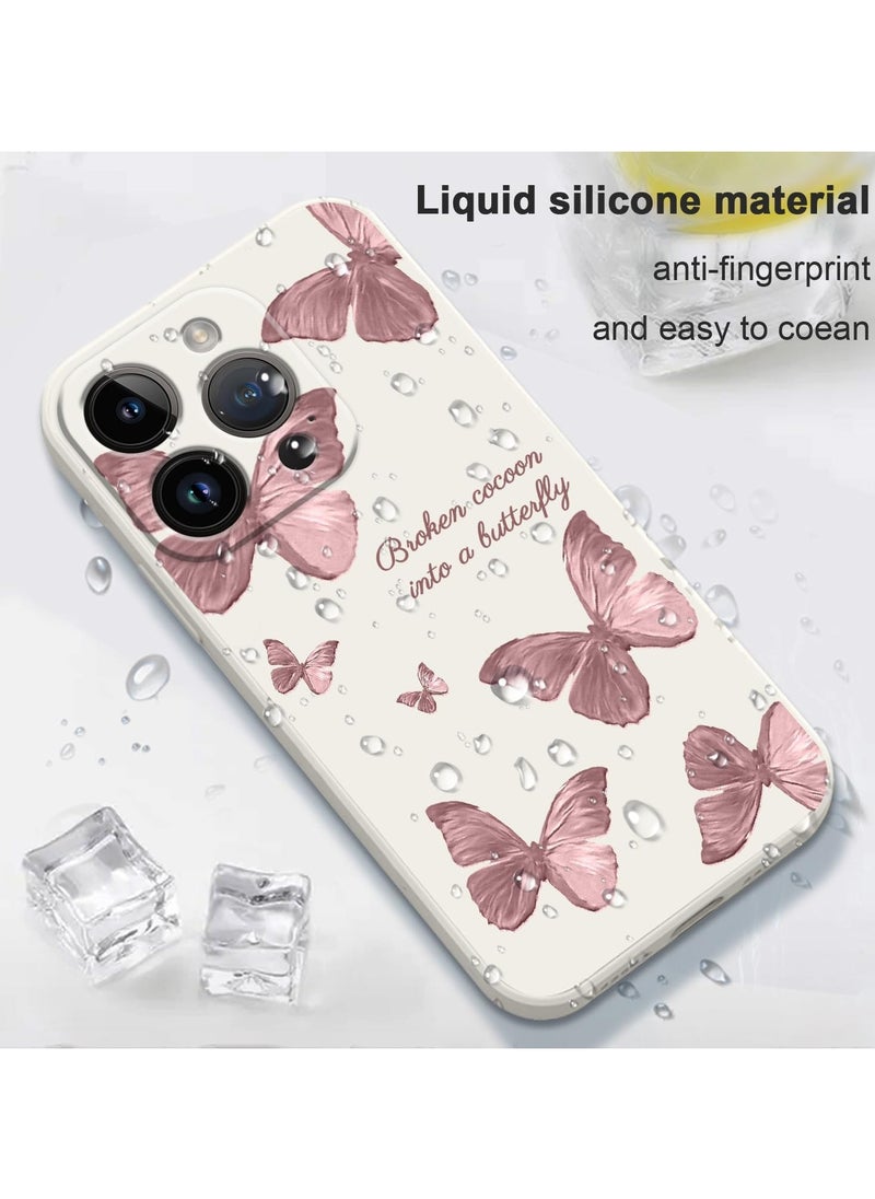 Generic - for iPhone 15 Pro Max Case, Case for iPhone 15 Pro Max Side Butterfly Pattern Design, Soft Shockproof Camera Lens Protector for iPhone 15 Pro Max Case Woman Flower-White  3 - Image 1