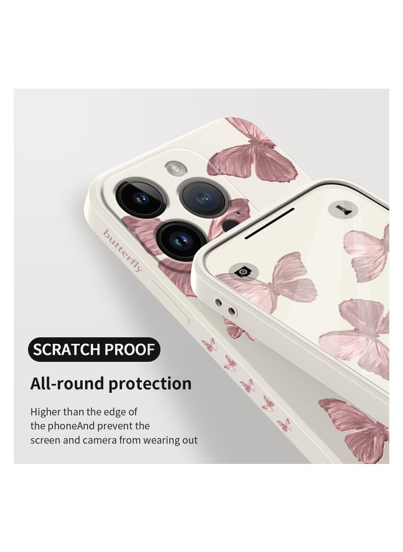 Generic - for iPhone 15 Pro Max Case, Case for iPhone 15 Pro Max Side Butterfly Pattern Design, Soft Shockproof Camera Lens Protector for iPhone 15 Pro Max Case Woman Flower-White  3 - Image 1