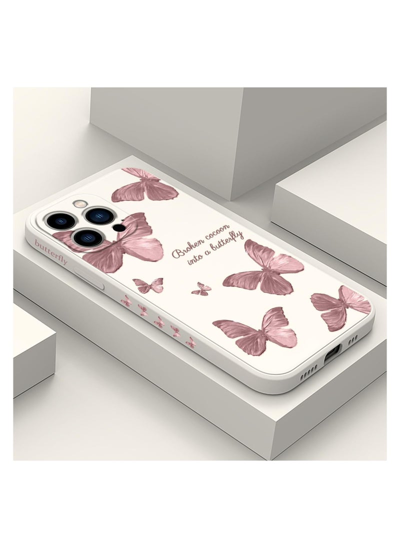 Generic - for iPhone 15 Pro Max Case, Case for iPhone 15 Pro Max Side Butterfly Pattern Design, Soft Shockproof Camera Lens Protector for iPhone 15 Pro Max Case Woman Flower-White  3 - Image 1