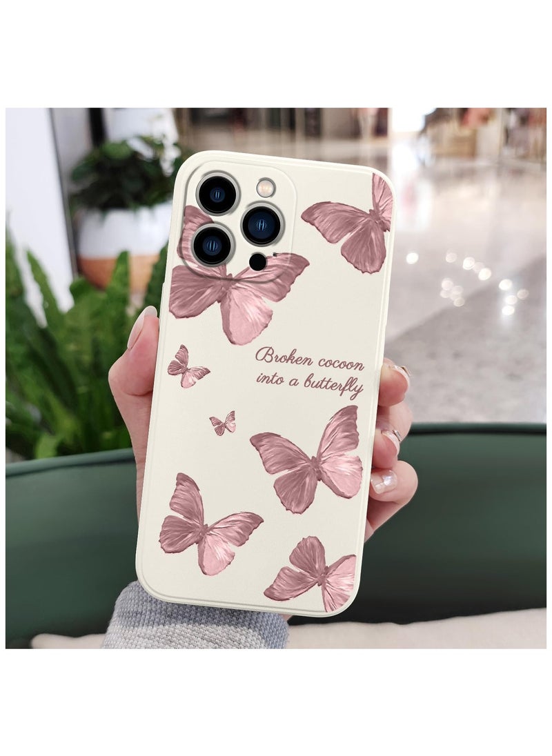 Generic - for iPhone 15 Pro Max Case, Case for iPhone 15 Pro Max Side Butterfly Pattern Design, Soft Shockproof Camera Lens Protector for iPhone 15 Pro Max Case Woman Flower-White  3 - Image 1