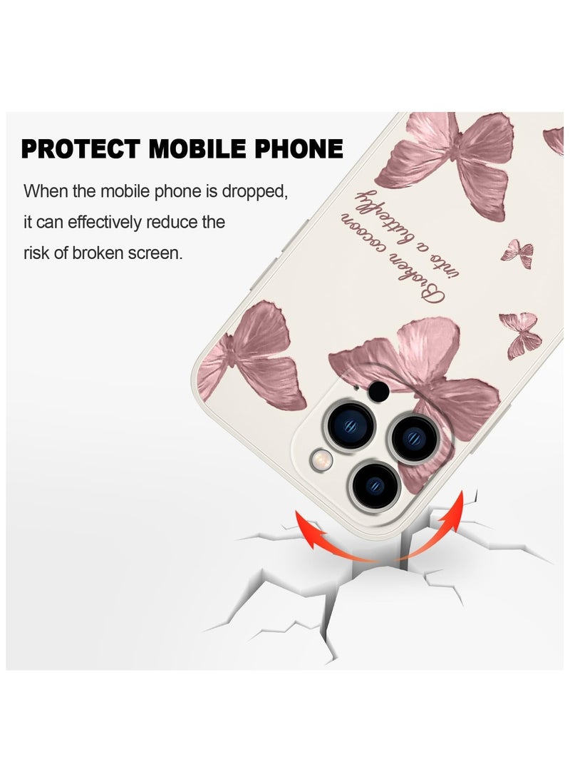 Generic - for iPhone 15 Pro Max Case, Case for iPhone 15 Pro Max Side Butterfly Pattern Design, Soft Shockproof Camera Lens Protector for iPhone 15 Pro Max Case Woman Flower-White  3 - Image 1