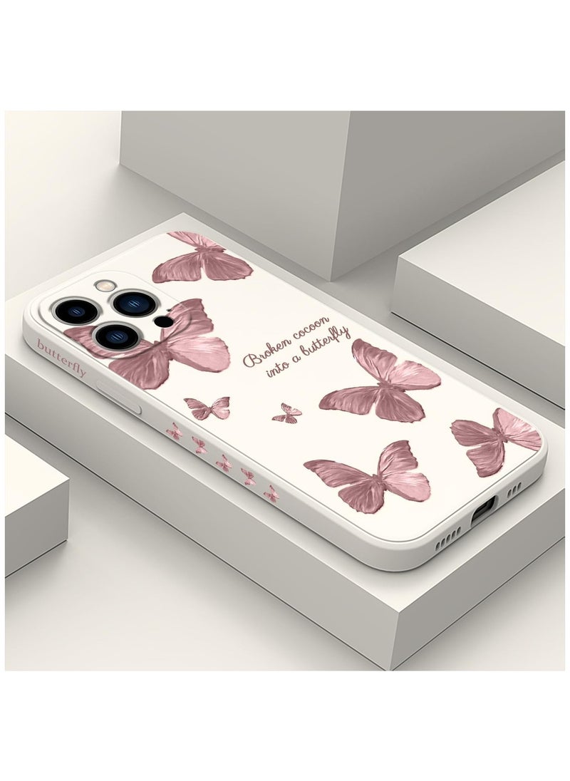 Generic - for iPhone 15 Pro Max Case, Case for iPhone 15 Pro Max Side Butterfly Pattern Design, Soft Shockproof Camera Lens Protector for iPhone 15 Pro Max Case Woman Flower-White  3 - Image 1