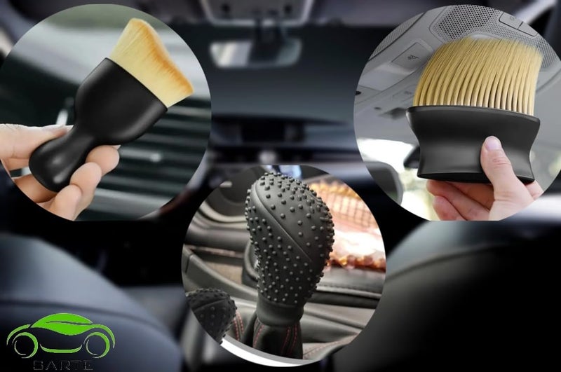 SARTE Car Gear Knob Silicon Protector & Car Detailing Brush Combo - Non-Slip, Anti-Scratch Gear Shifter Cover with Soft Interior Cleaning Brush for Car AC Vents and Seats (Black) 3 Peice Combo - Image 4