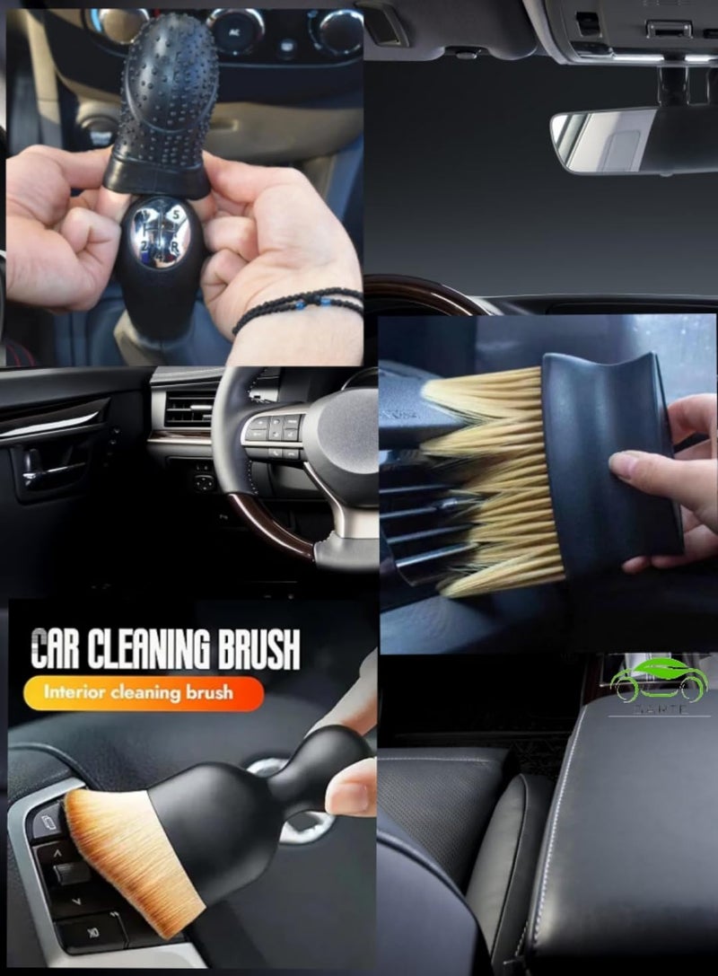 SARTE Car Gear Knob Silicon Protector & Car Detailing Brush Combo - Non-Slip, Anti-Scratch Gear Shifter Cover with Soft Interior Cleaning Brush for Car AC Vents and Seats (Black) 3 Peice Combo - Image 3