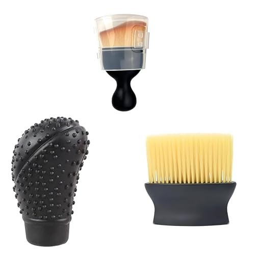 SARTE Car Gear Knob Silicon Protector & Car Detailing Brush Combo - Non-Slip, Anti-Scratch Gear Shifter Cover with Soft Interior Cleaning Brush for Car AC Vents and Seats (Black) 3 Peice Combo - Image 1