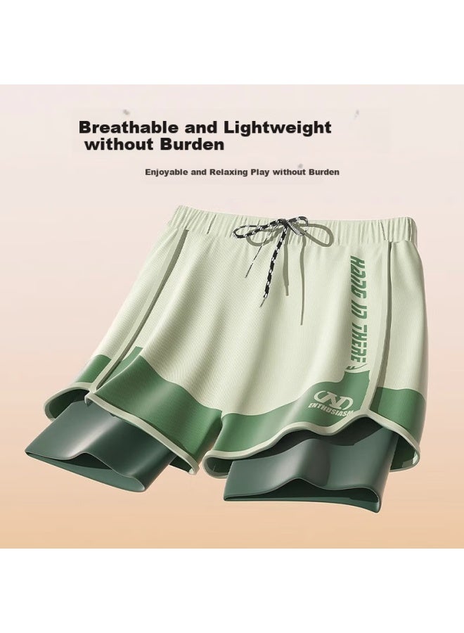 Pull Back Warrior Swim Trunks For Men, Hot Spring Swim Shorts, Anti-embarrassment, Quick-drying, Large Size Swim Trunks 25041, Beige, XL - Image 3