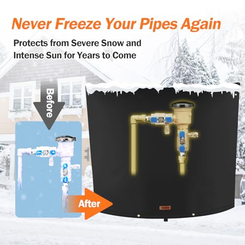 TOHONFOO Backflow Preventer Pipe Insulation Cover (5°F) - Irrigation Sprinkler Valve Insulated Pouch - Water Well Pump Cover - Sturdy 5 Layers for Winter Freeze Protection, 40" W x 36" H, Black - Image 3