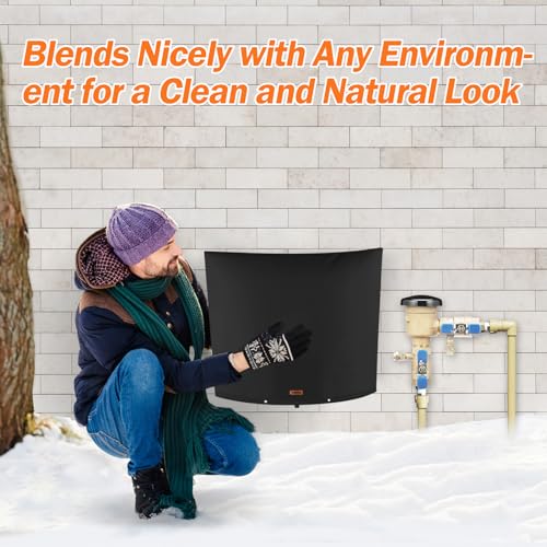 TOHONFOO Backflow Preventer Pipe Insulation Cover (5°F) - Irrigation Sprinkler Valve Insulated Pouch - Water Well Pump Cover - Sturdy 5 Layers for Winter Freeze Protection, 40" W x 36" H, Black - Image 4