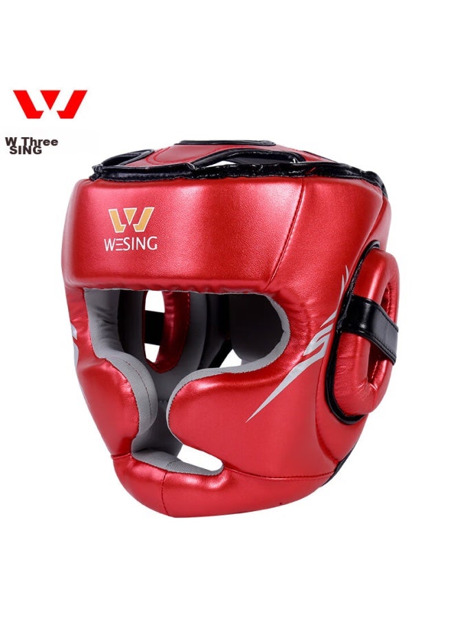 Nine Day Mountain Jiurishan Children's Combat Protective Gear Full Set, Sanda Boxing Training Equipment, Youth Gloves And Helmet, 6-piece Set, Red, Size S - Image 2