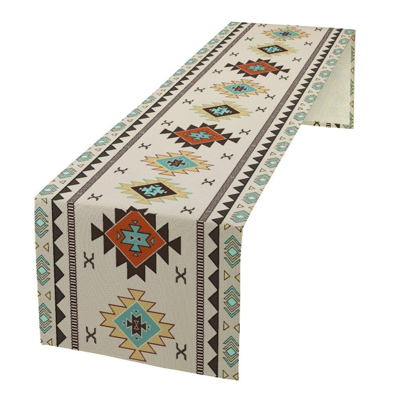 SXXLDNG Aztec Southwest Table Runner,Ethnic Style Design Geometric Table Runners Table Setting Decor for Garden Farmhouse Wedding Party Holiday Dinner Home 13x36 Inch - Image 1