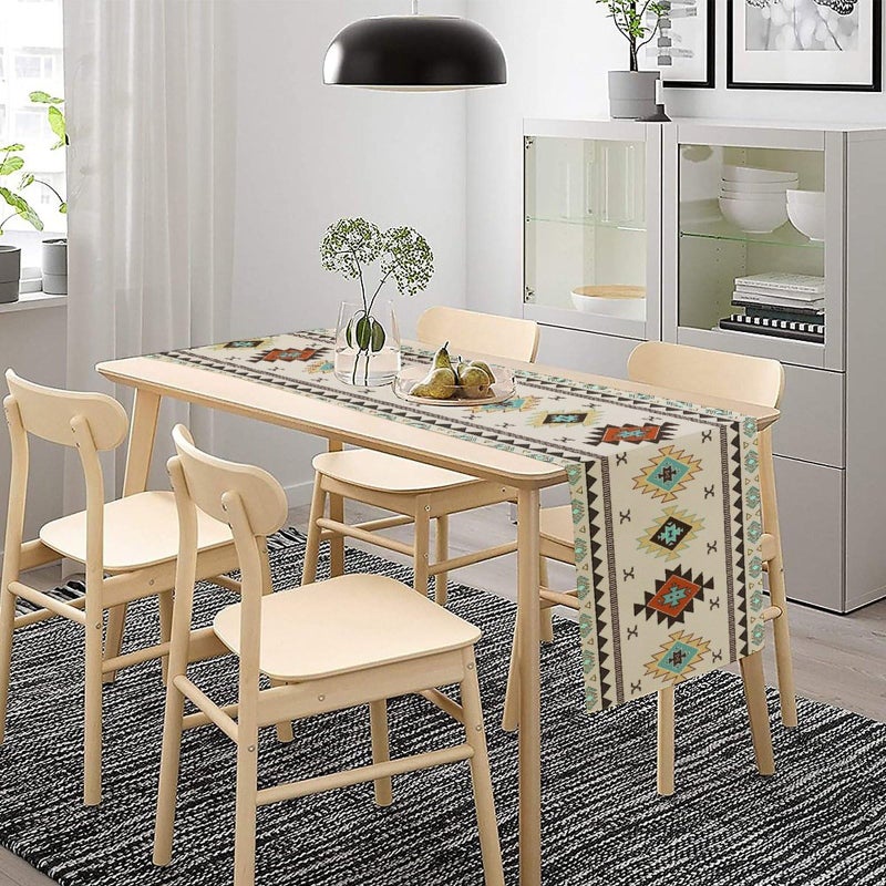 SXXLDNG Aztec Southwest Table Runner,Ethnic Style Design Geometric Table Runners Table Setting Decor for Garden Farmhouse Wedding Party Holiday Dinner Home 13x36 Inch - Image 3