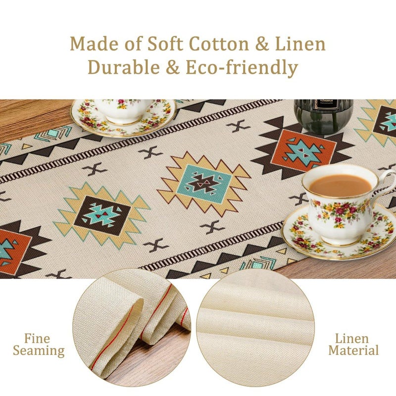 SXXLDNG Aztec Southwest Table Runner,Ethnic Style Design Geometric Table Runners Table Setting Decor for Garden Farmhouse Wedding Party Holiday Dinner Home 13x36 Inch - Image 5
