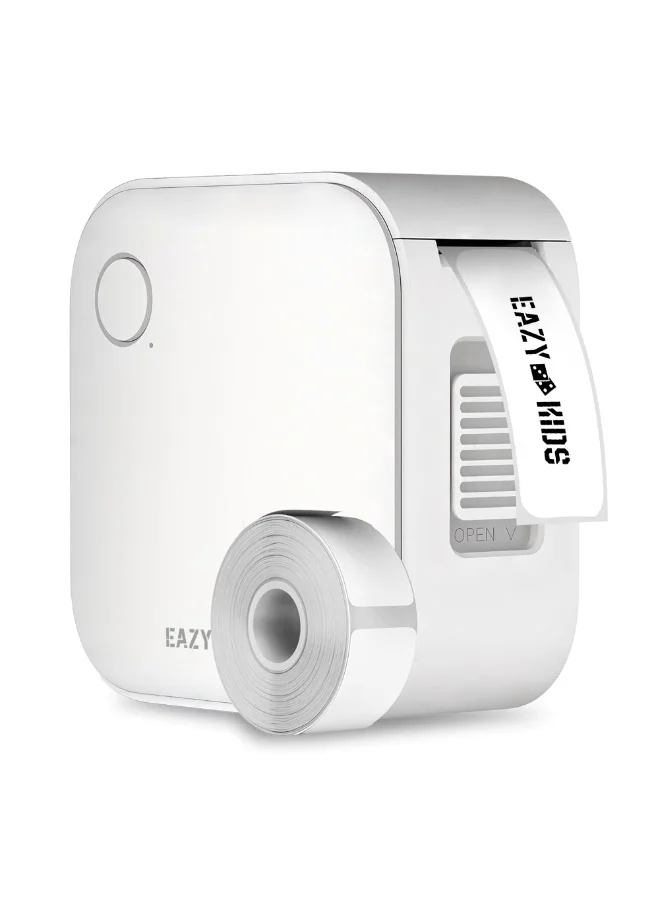 إيزي كيدز Eazy Kids Mini Label Maker Printer with 180 Labels Roll, Smart App Control for Home, Office, School - White