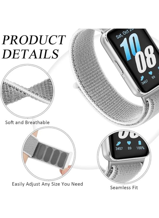 QIRG Nylon Bands for Samsung Galaxy Fit 3 Band Women Men, Soft Adjustable Replacement Watch Strap Compatible with Galaxy Fit 3 Smartwatch Accessories(Grey) - Image 2