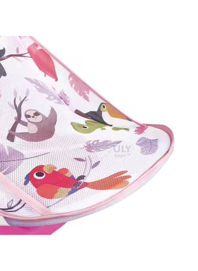 Tiibaby حمام أطفال ديلوكس، تصميم استوائي وردي 0-18 شهر - Image 3