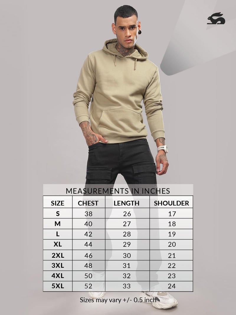 ADRO Men's Cotton Neck Hooded Sweatshirt (H22-M-INV-CH_Beige_S) - Image 5
