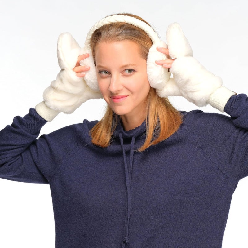 Cc Women Thick Faux Fur - Sherpa Fleece Lined Warm Winter Mittens - Image 4