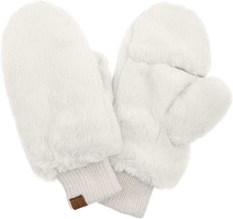 Cc Women Thick Faux Fur - Sherpa Fleece Lined Warm Winter Mittens - Image 2